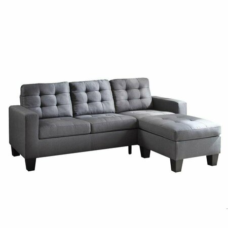 HOMEROOTS 32 x 81 x 35 in. Gray Linen Upholstery Sectional Sofa 347262